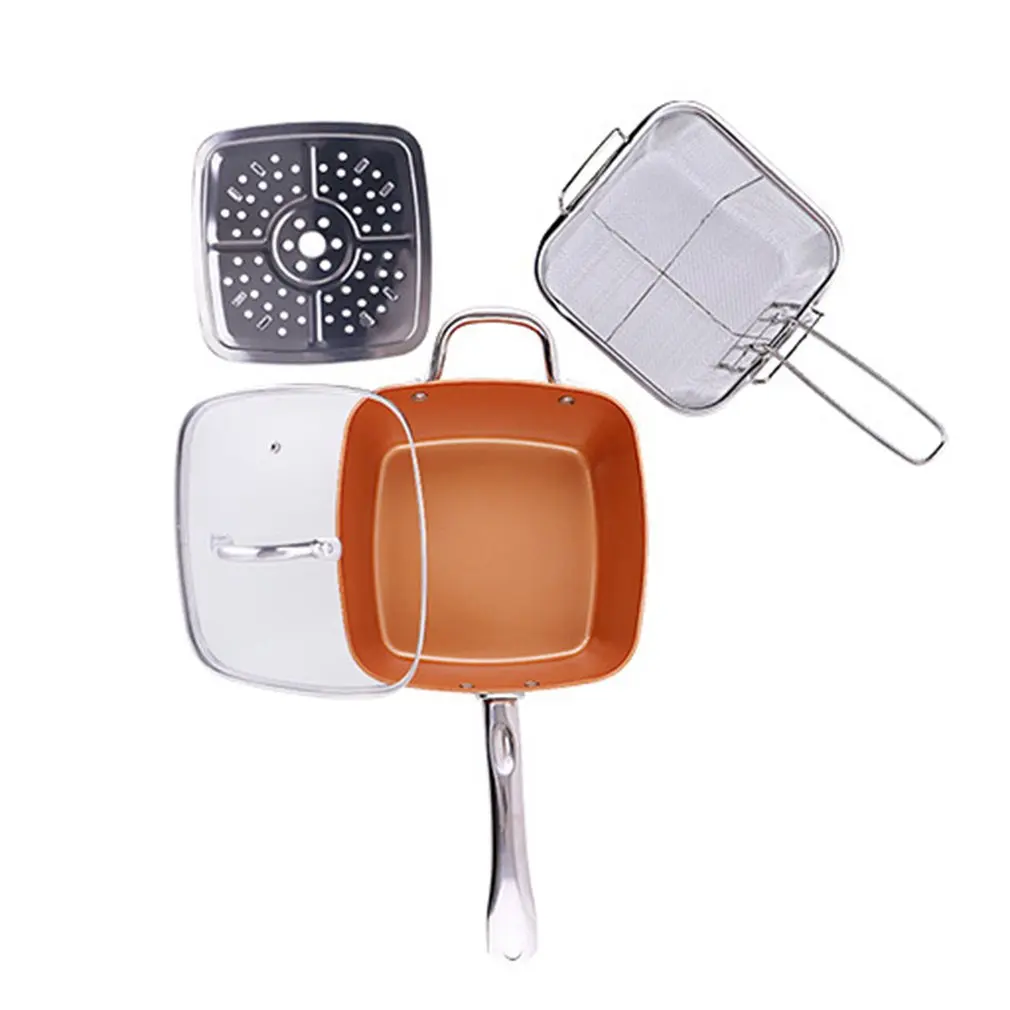 

Copper Pan Copper Color Aluminum Pot Four-Piece Suit Non-Stick Household Fashion Professional Life Small Helper
