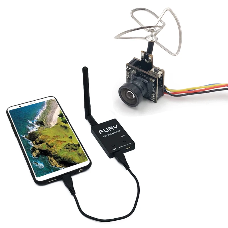 5,8G UVC приемник+ 25 МВт/100 мВт 5,8 Г 48CH VTX 600TVL FPV Камера передатчик видеосигнала OTG Смартфон ВР для небольшой гоночный Дрон с видом от первого лица - Цвет: VTX Camera-Receiver