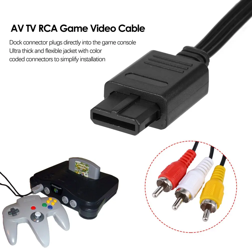 1,8 м AV tv RCA видео шнур, кабель для nintendo для N64 игровой кабель аудио выход Разъемы