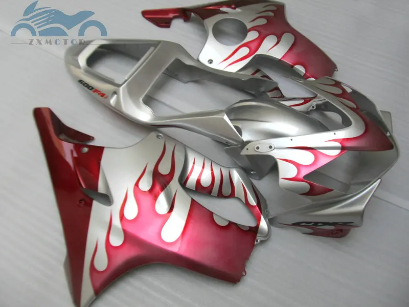 Инжекторный обтекатель комплект Подходит для Honda CBR 600F4i 2001 2002 2003 CBR600F4i 01 02 03 красный пламя в серебре обтекатель комплекты кузова LD38