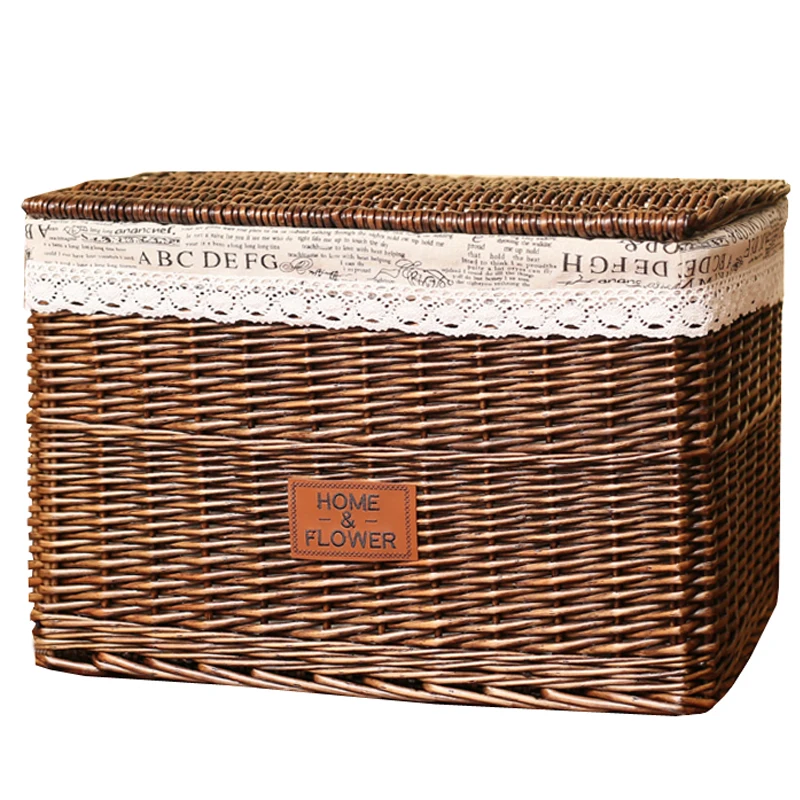 Dirty hamper rattan fabric dirty clothes storage basket laundry with cover extra large | Дом и сад