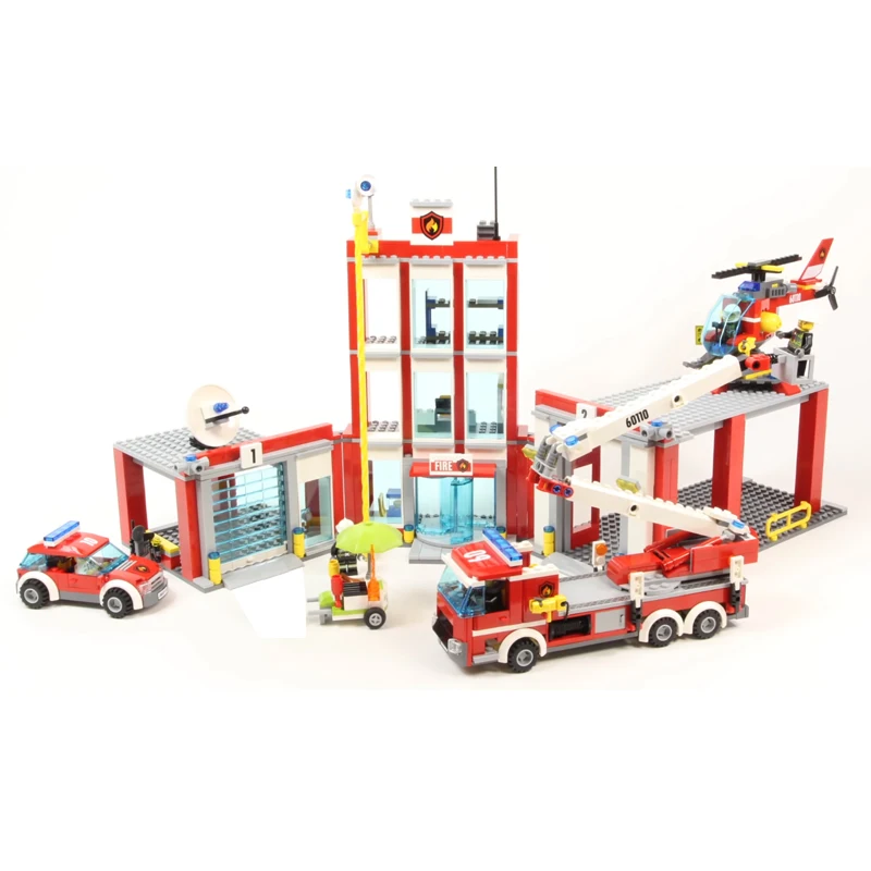 Lepinblocks 958 шт. серия City 60110 модель пожарной станции строительный блок кирпичная игрушка для детей подарок на день рождения 10831