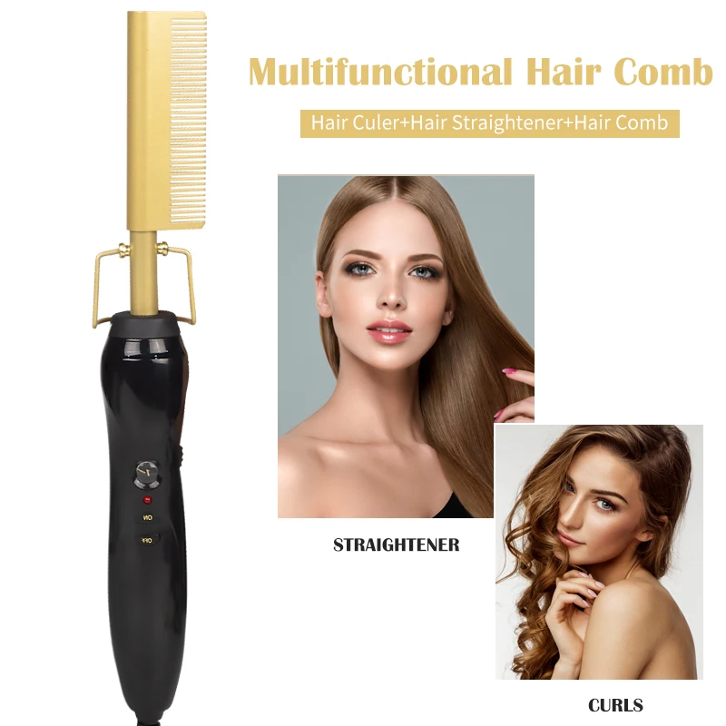 Electric Hair Comb Wet Hair Straightener Brush Hairbrush Beard Straightener Hot Comb Straightening Styling Heating Combs