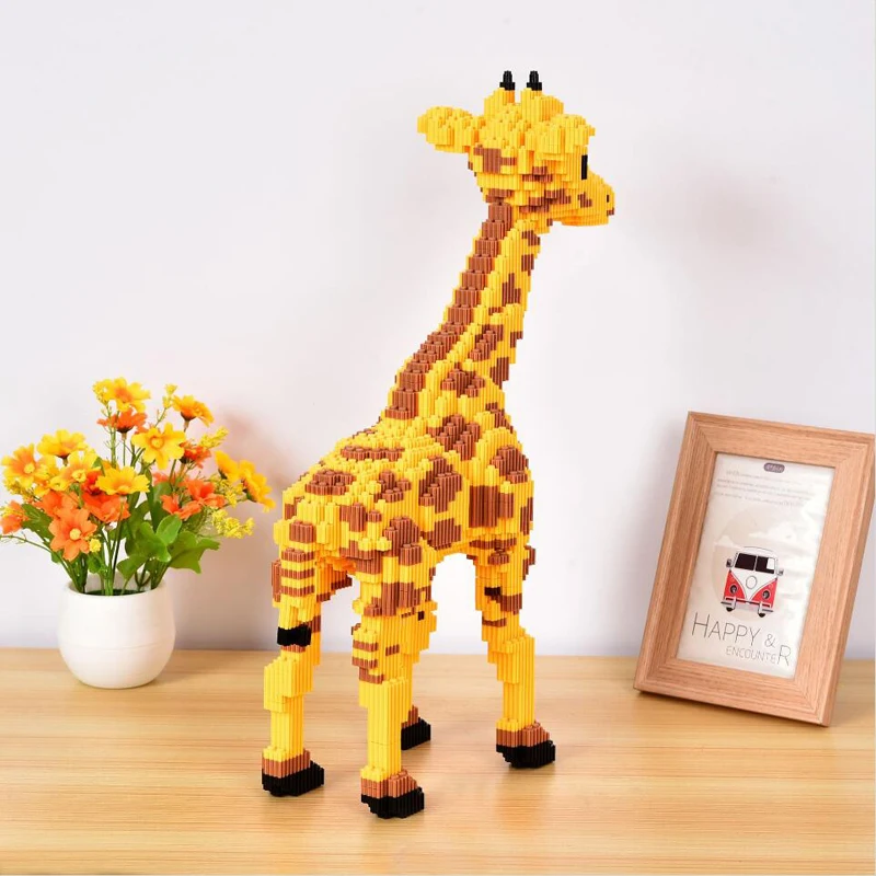 Xizai 8010 мультфильм желтый жираф стенд дикие животные Домашние 3D модель DIY Мини