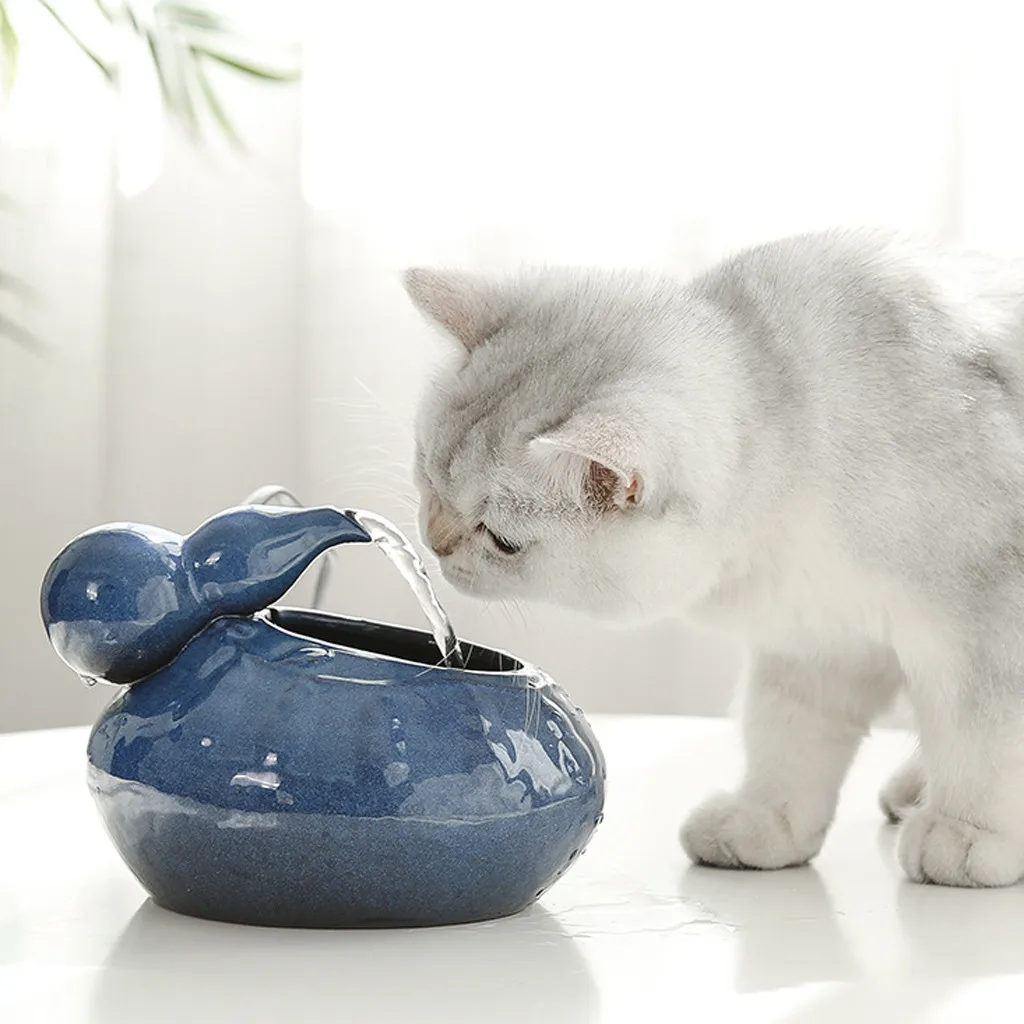 MUQGEW поилка для животных с фонтаном домашних животных фонтан воды кошка керамический фонтан воды Электрический диспенсер для воды 17 × 15 × 12 см#726G35
