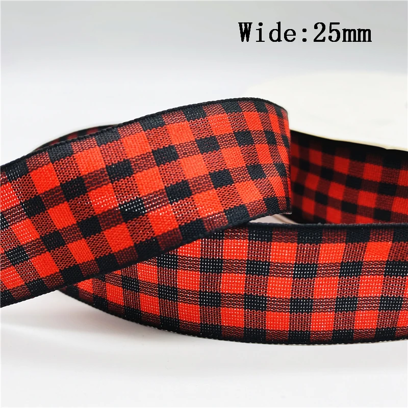 Christmas Ribbon 5yards/Lot 25mm Plaid Ribbon Christmas Decor Ribbon For Handmade Design Christmas Decoration DIY Gift Wrapping ribbon decoration ribbon supplies christmas ribbon wrapping ribbon