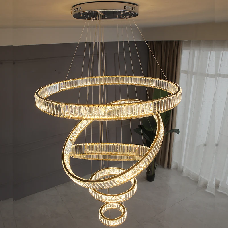 Modern led crystal chandelier for living room RINGS