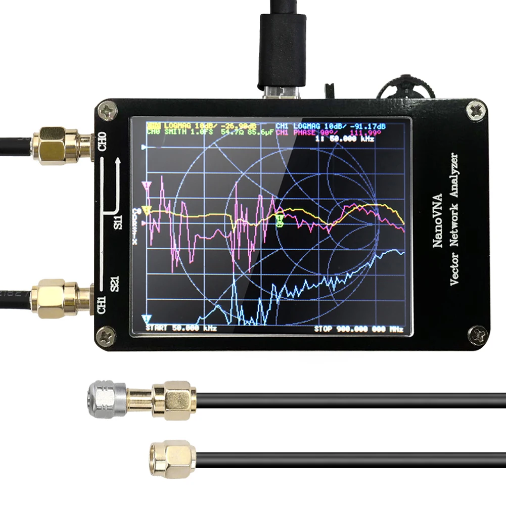 Portable Handheld Vector Network Analyzer 50KHz-900MHz Digital Display Touching Screen Shortwave MF HF VHF UHF Antenna |