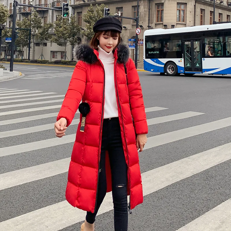 

2019 down Jacket Women's New Style Korean-style over-the-Knee Long Loose And Plus-sized Cotton-padded Clothes Cotton Coat Thick