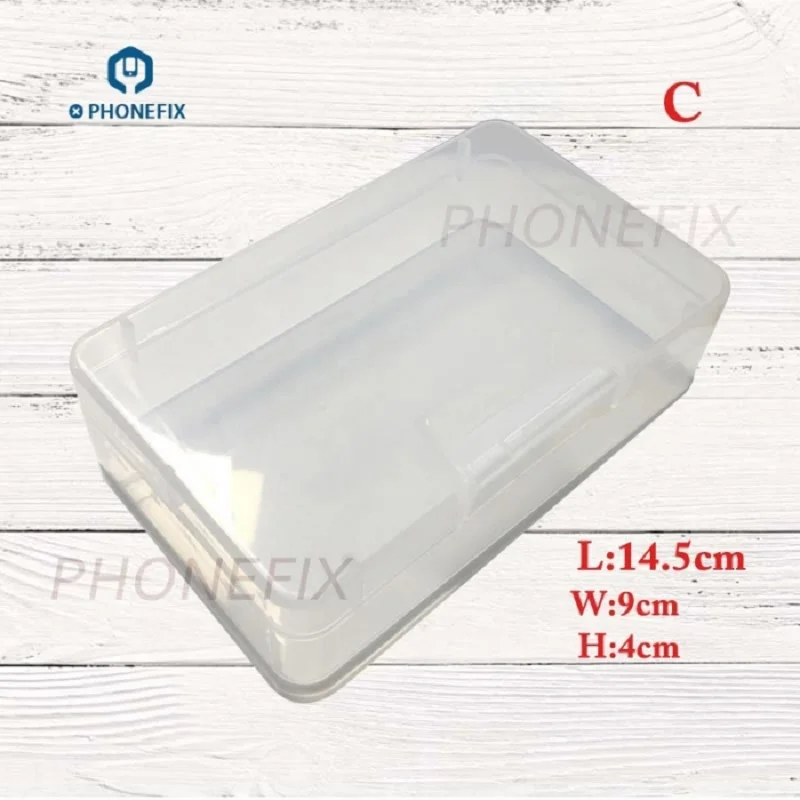 

PHONEFIX Transparent Plastic Storage Box for Terminal Small Component Jewelry Tool Box ICs Screw Little Parts Container