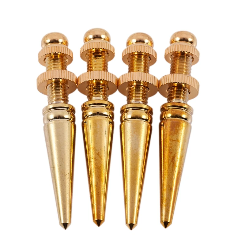 4PCS M8X75 Copper Speaker Spike Amplifier Shockproof Isolation Stand Feet Cone Base Pads Golded