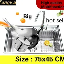 Домой стрейч стирка овощи высокой емкости кухня Одиночная раковина в форме корыта 304 из нержавеющей стали большие 75x45 см