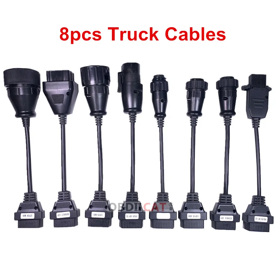 Новейший полный комплект 8 кабелей для грузовиков TCS OBD2 Диагностический OBD OBDII 2