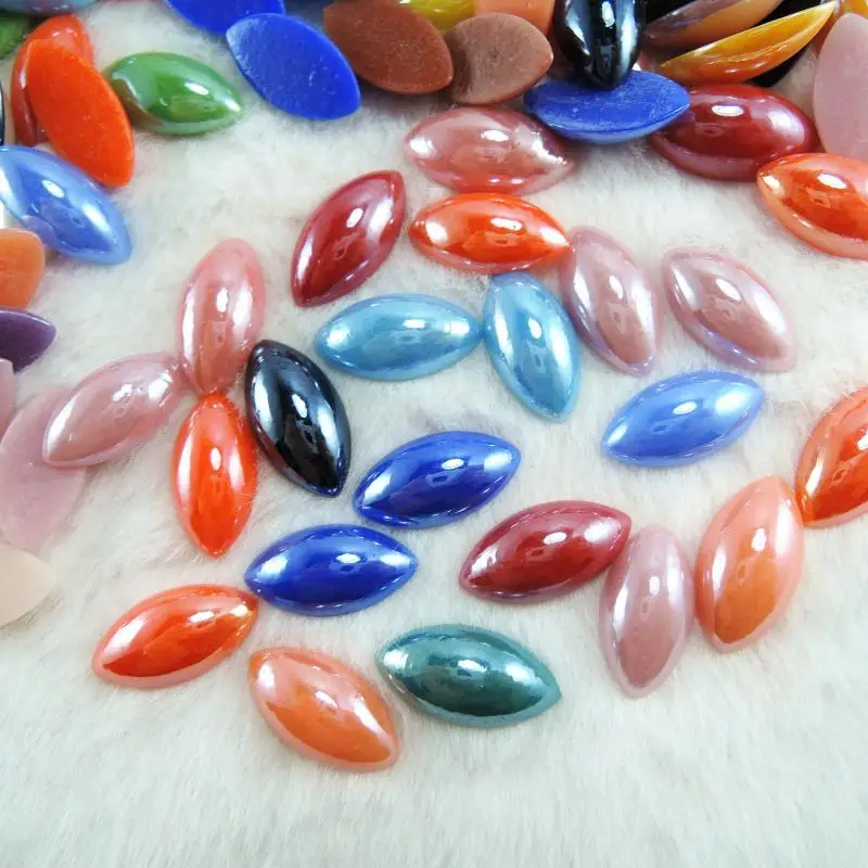 9*18/7*14/6*12-3*6MM Gemischte Farben Gewölbtem Flatback Halbe Glas Keramik Marquise shiny Cabochon für DIY telefon Schmuck Machen Handwerk – Detail 2