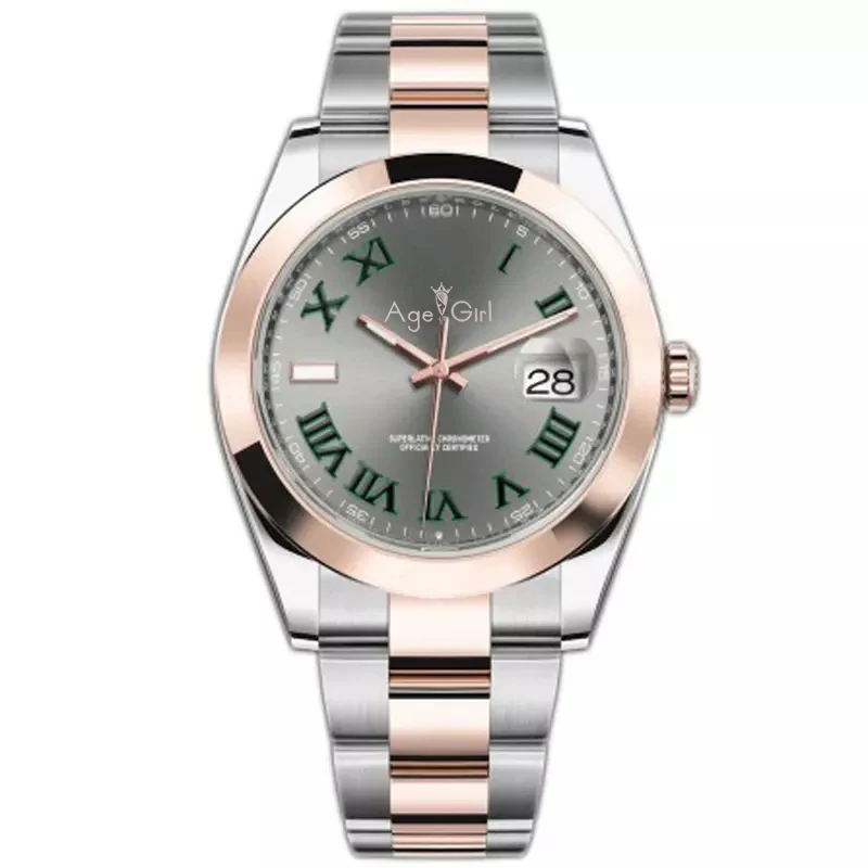 Роскошные брендовые Новые Мужские автоматические механические часы Datejust из нержавеющей стали сапфировые серебряные золотые зеленые циферблат серые ЧАСЫ 41 мм AAA - Цвет: 8
