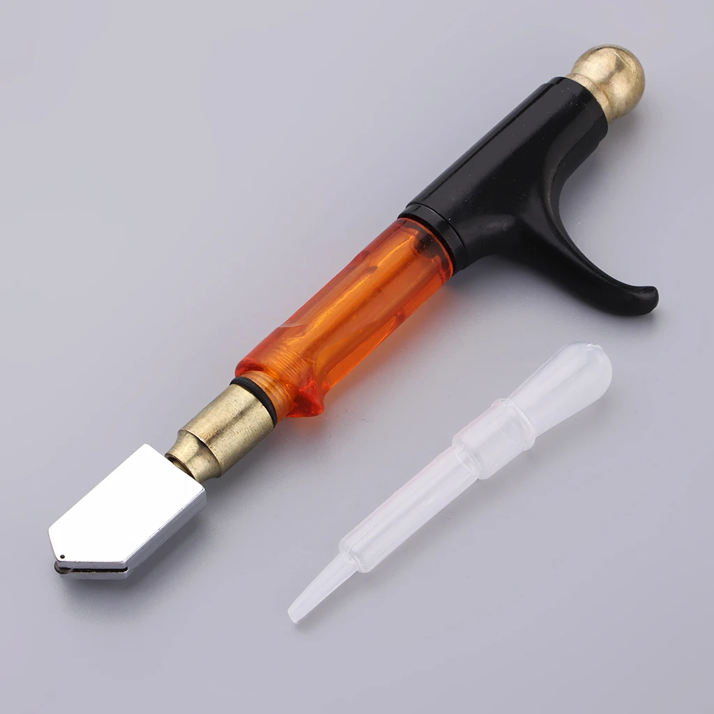 Handle Professional Oil Filled Bottle Glass Tile Mirror Cutter Metal Head DIY PRO Tungsten Wheel Feed Glazing Score Mirrors Tile