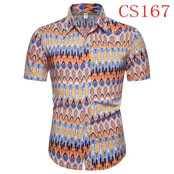 

2020 Mens Ethnic Short Sleeve Casual Cotton Printing Hawaiian Shirt Blouse Couple loose Hawaii Vintage African Print