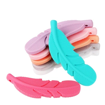 

20Pcs Baby Silicone Feather Pendant Beads Silicone Loose Beads DIY Baby Bracelet Necklace Accessories Beads Teether