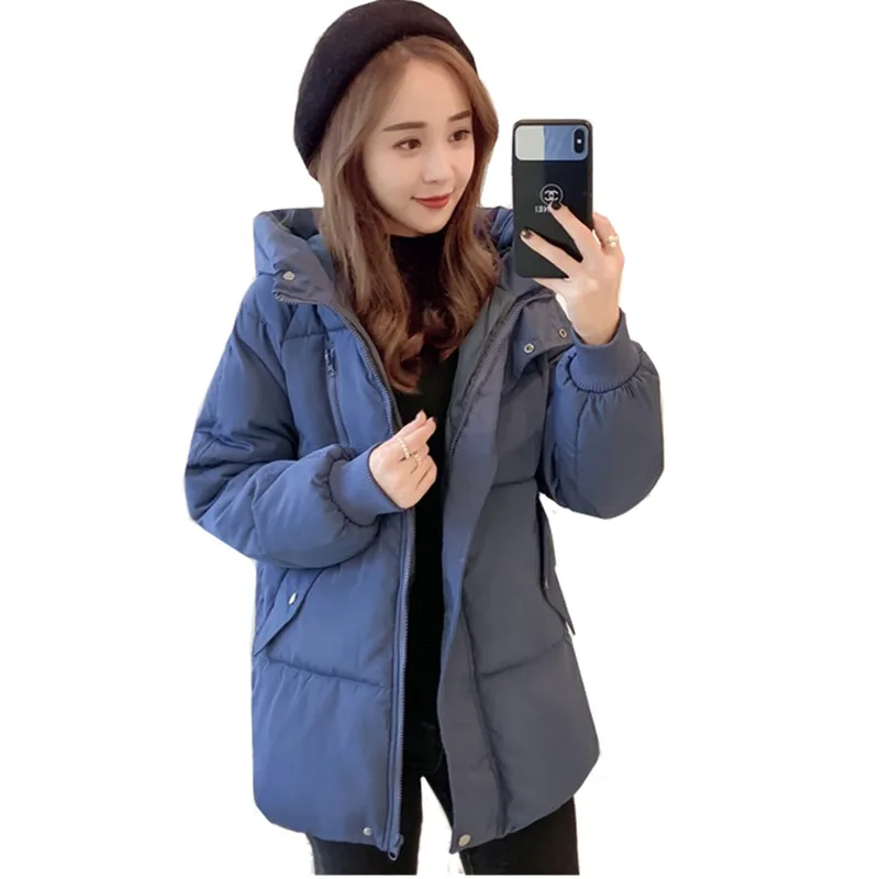 

2019 Winter Down Cotton Hooded Women Jacket Fashion Parkas Women Warm Thicken Winter Coat Casual Loose Female Plus Size Overcoat