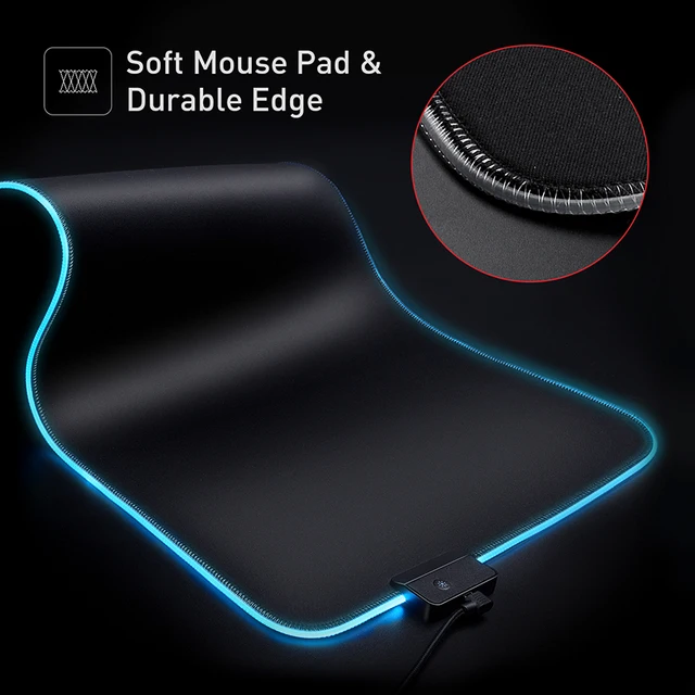 HAVIT-alfombrilla de ratón retroiluminada RGB, 14 grupos de luces, manta de Base antideslizante USB para juegos, ordenador portátil, iluminado extendido 3