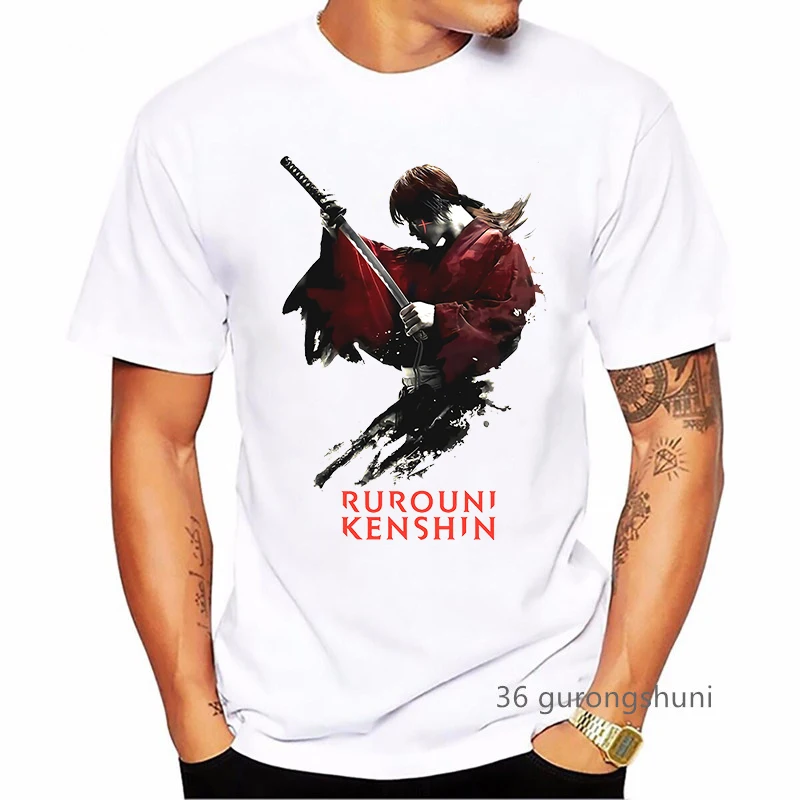 2021 Newest Rurouni Kenshin T Shirt Anime Clothes Cartoon Print T-Shirt Cute Men Harajuku Tee Short Sleeve Top | Мужская одежда