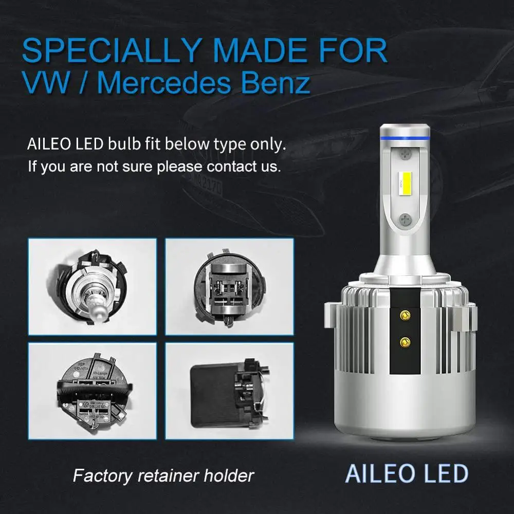 AILEO H7 Led Headlight Low Beam Lights CSP Chips High Power 10000LM 6000K Canbus led car lights led lights led bulbs led headlights led car headlights car headlamps For Volkswagen Golf 6 MK6 Golf 7 MK7 Touran 12V