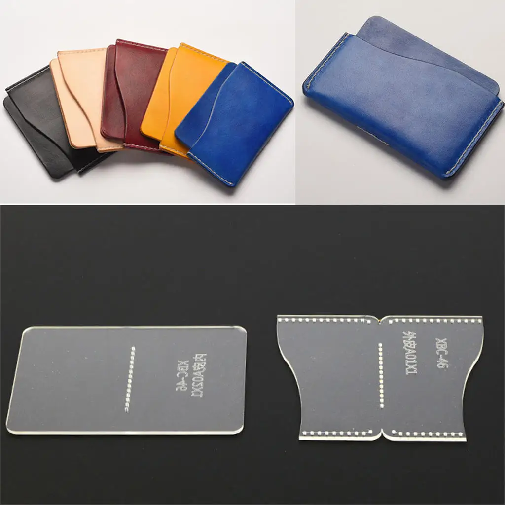 2 Pieces/Set Acrylic Card Bags Stencil Leather Pattern Template DIY Leathercrafts Tools leather craft tools leather craft template sewing stencils set