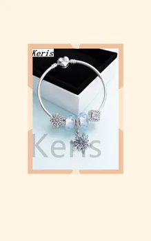

High Quality Reprint 100% 1:1 925 Pure Silver Bubble Glass Beads Snowflake String Bracelet First Choice For Gift Free Package
