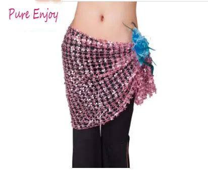 Розовый Bellyqueen треугольник Belly Dance Belt Танец живота Хип-бедра Пояс шали Полотенце Полотенца Русалка Блестки полотенце - Цвет: Розовый