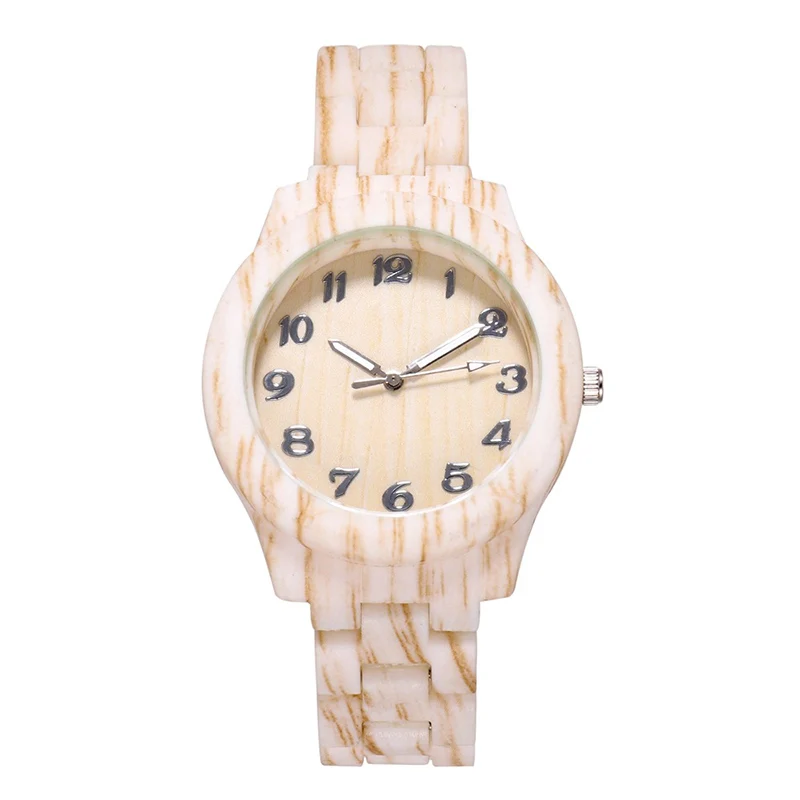 Женские кварцевые часы с имитацией дерева, креативная мода, тренд, женские наручные часы, минималистичные, повседневные, цифровой циферблат, Reloj Mujer, новинка - Color: White