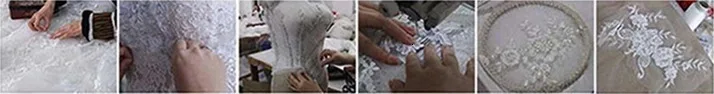 65008 Real Picture Noble Muslin Wedding Dress Lace Appliqued Beading Long Train Fluffy Ball Gown