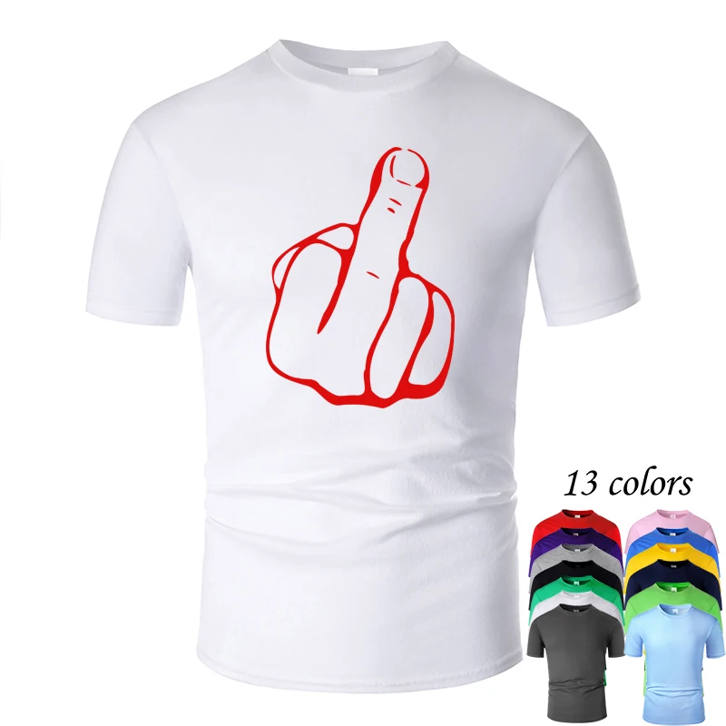 Middle Finger Line Art O Neck Cotton T Shirt Men and woman Unisex Summer Short Sleeve Designed Casual Tee m01052 | Мужская одежда