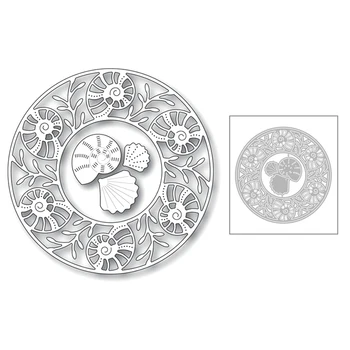 

2020 New Round Shape Seaweed Conch and Shell Embossing Metal Cutting Dies For Scrapbooking Greeting Card Paper Making No Stamps