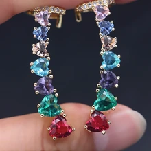 Цветные, маленькие, в форме сердца, для ушей, серьги-манжеты, кристаллы стеклянные камни, клипсы, серьги золотистого цвета, покрытые великолепным бохо, женские Украшения