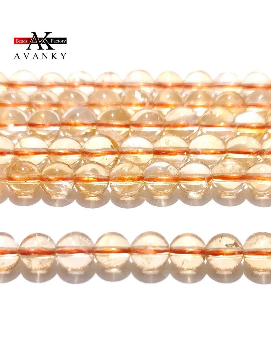 5A Natural Round Gemstone Citrine Crystal Beads Loose Spacer For Jewelry Making DIY Necklace Bracelet 15'' 6 8 10mm Wholesale