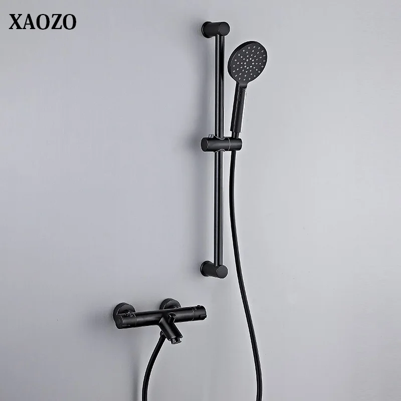 

Bathroom Shower Sets Black Matte blacked simple hot/cold Rain Head Bath Shower Mixer with Hand Shower Faucet Rainfall