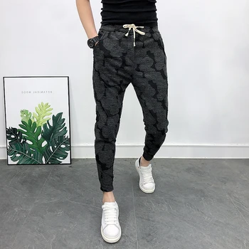 

Jacquard Casual Joggers Men Trousers Black Fashion Korean Slim Fit Men Harem Pants All Match High Quality 2020 Spring Men Pants