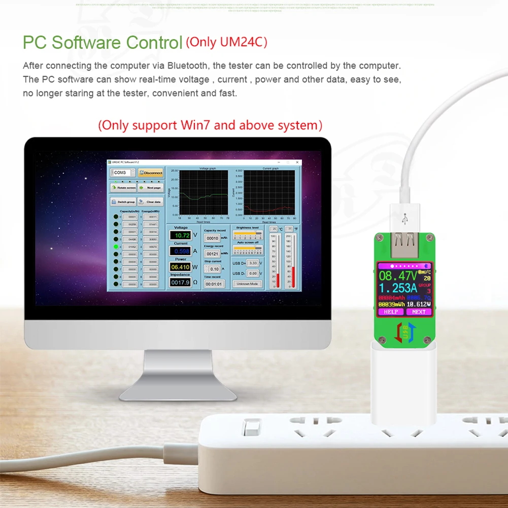 UM24 UM24C приложение USB 2,0 цветной ЖК-дисплей Вольтметр Амперметр батарея зарядное напряжение измеритель тока мультиметр кабель измерительный тестер