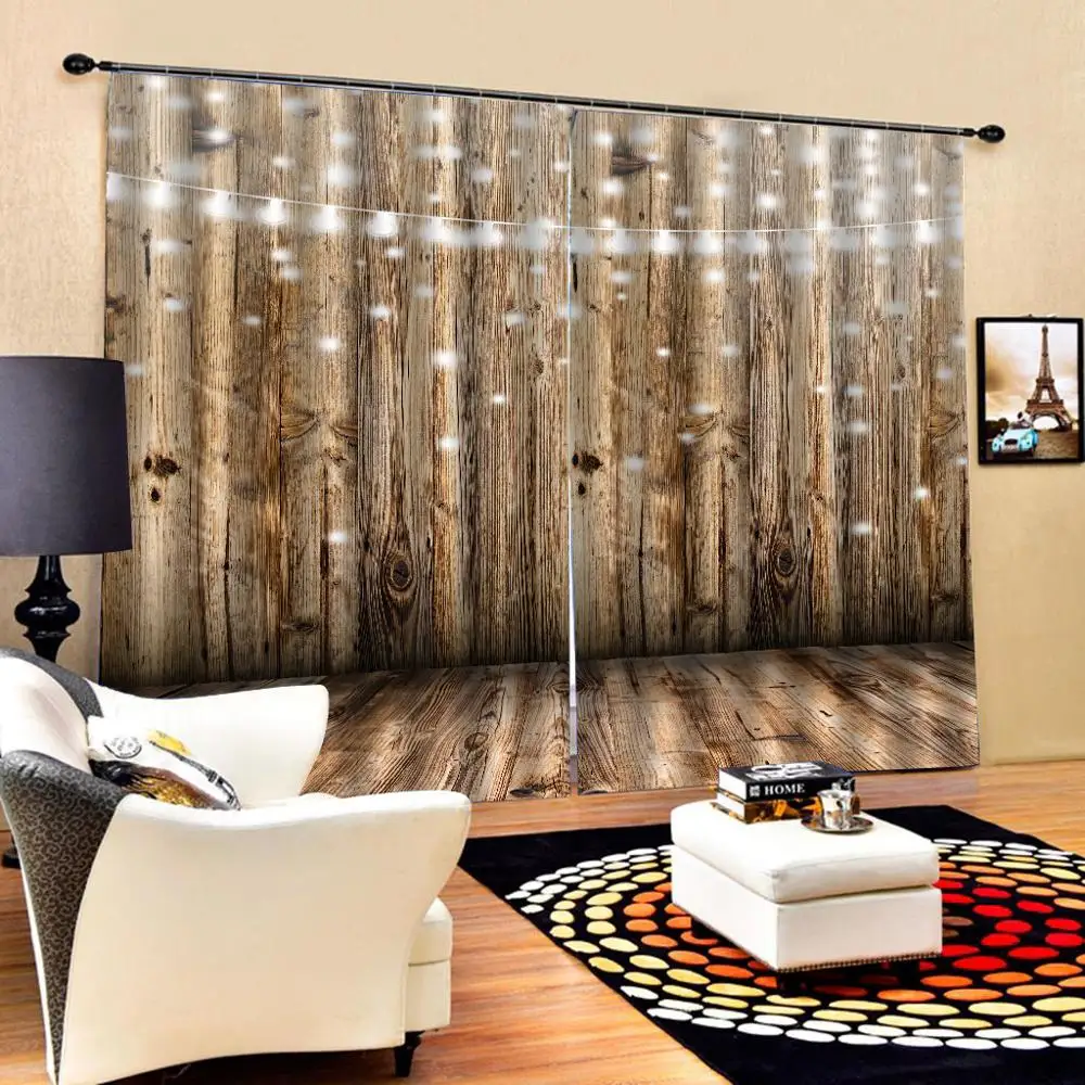 Custom Wooden Light Door Windows Curtains Backdrop Thin Living Room Bedroom Decorative Kitchen Drapes Clear print | Дом и сад