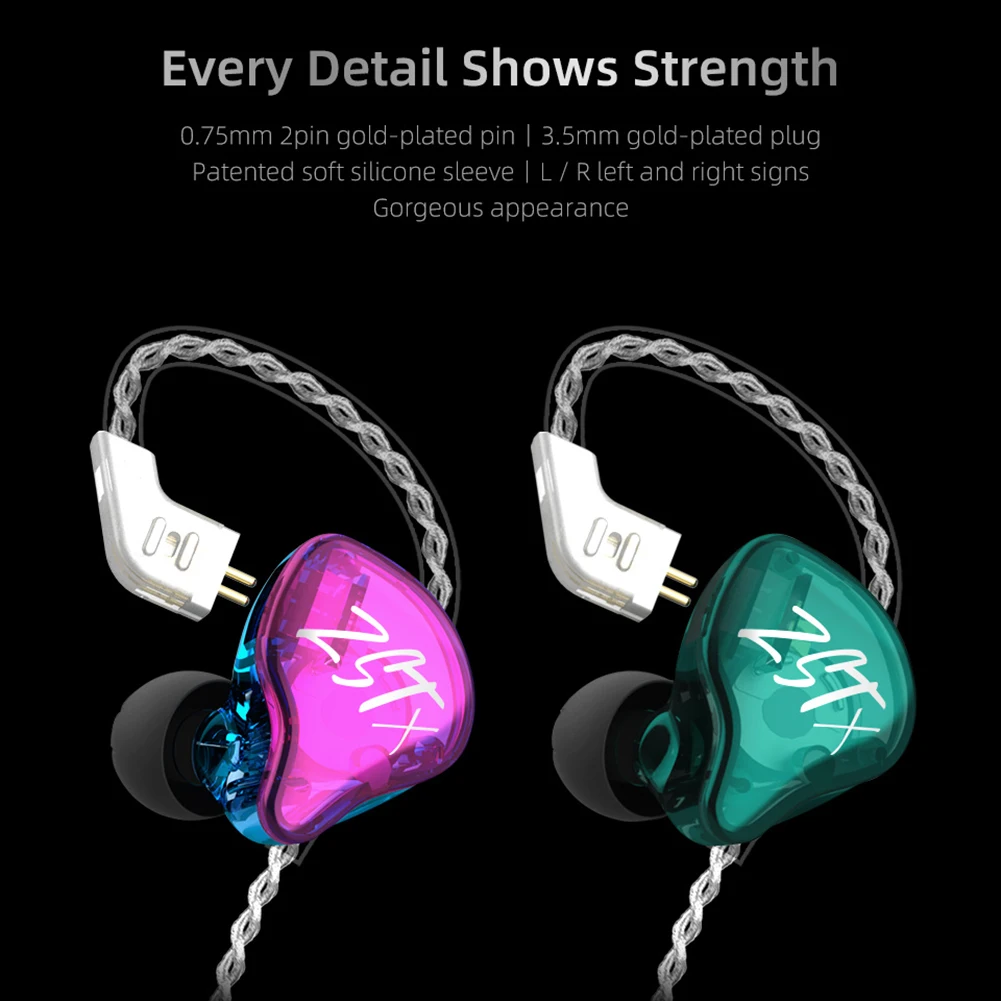 KZ ZST X Hifi 3 5mm Ear Hanging Sports Headset Universal Wired In Ear Gaming Running Earphones for Mobile Phone