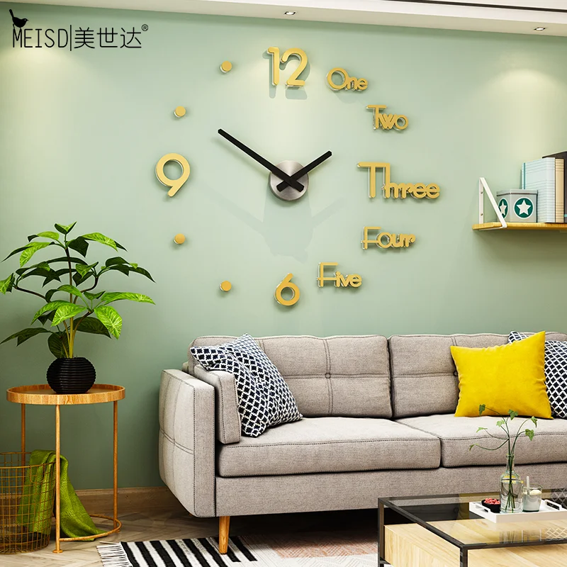 MEISD-Horloge décorative en 3D, grand format, Design créatif moderne, Horloge à autocollants pour le salon, la maison, livraison gratuite