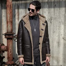 Мужская куртка из овчины, Меховая куртка, Куртки из натуральной кожи, верхняя одежда, оригинальные Экологичные мужские пальто из овечьей шерсти, парка в стиле ретро, coldproof