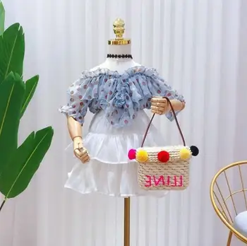 

2020 new girls 2 pcs set t-shirt +wide pants summer fashion summer girls suit 3-8t F243