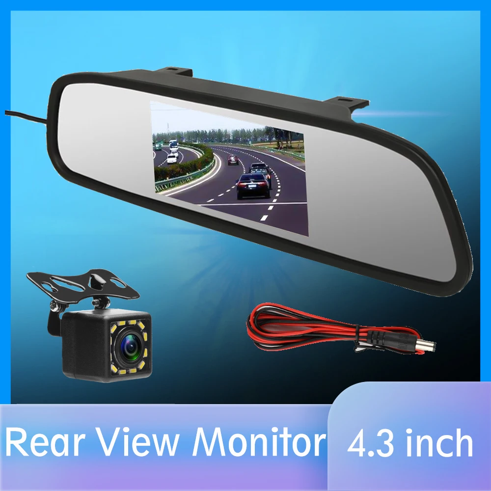 Universal 4LED Car Rearview Rear View Parking Camera+5/" TFT LCD Mirror Monitor