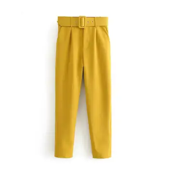 Spodnie z wysokim stanem damskie kieszenie biurowe spodnie w średnim wieku różowe żółte spodnie pas casualowe spodnie capri spodnie o jednolitym kolorze 3026 07 tanie i dobre opinie VIDMID COTTON Pełna długość Z KIESZENIAMI szarfy CN (pochodzenie) Na wiosnę jesień S M L XL XXL Stałe Pani urząd