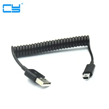 

10pcs/ USB 2.0 to Mini USB Cables Mini USB Coiled Spiral Spring Data Charging Adapter Cable 50cm/0.5m 200cm/2m