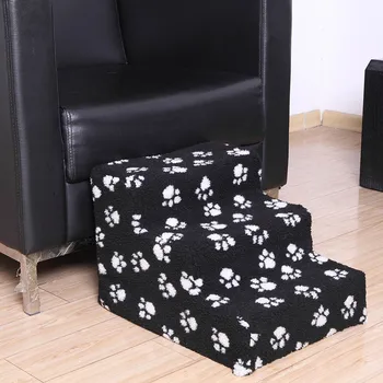 

Cat Dog Steps Stairs 45x35x30cm Black And White Dog Paw Pattern With Machine Washable Soft Sheep Textured Cover Bearing 20KG