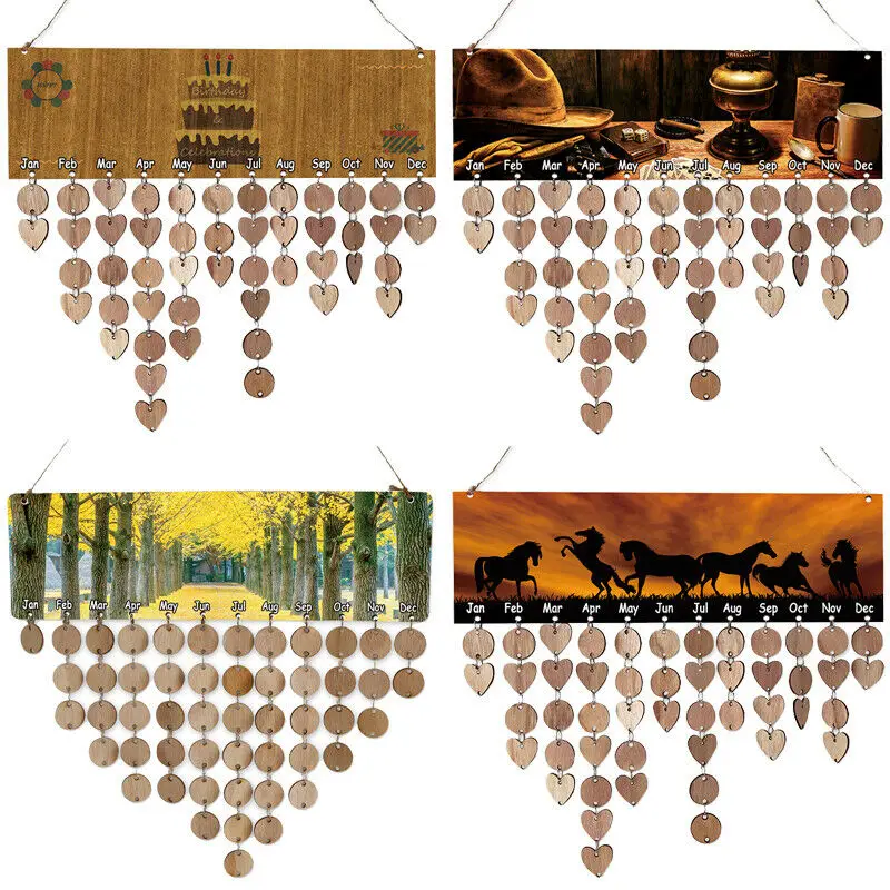 

1PC DIY Hanging Wooden Birthday Reminder Calendar Board Plaque Sign Family Friend