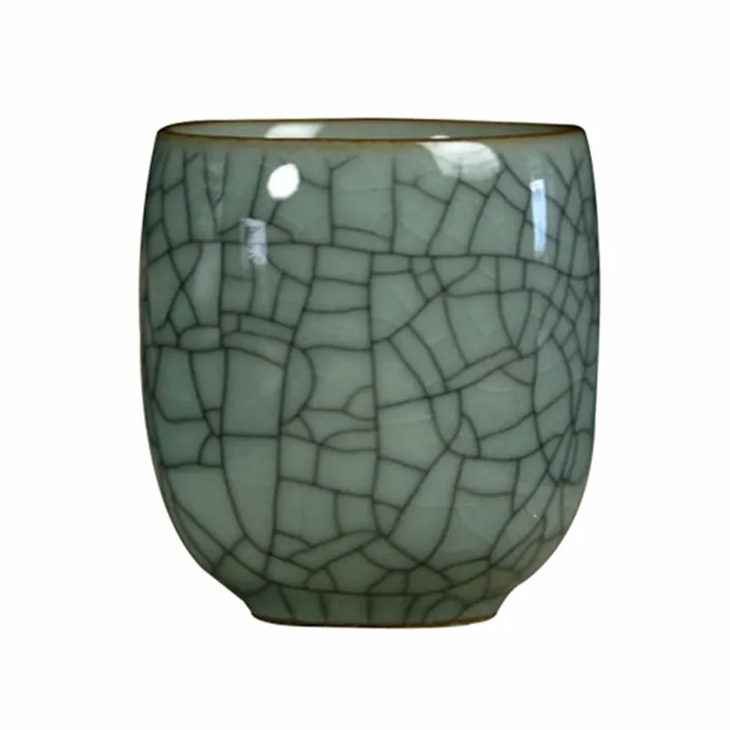 kiln marked cup longquan celadon porcelain tea cup geyao crackle glaze ceramic kungfu tea cups for Pu'er tea new