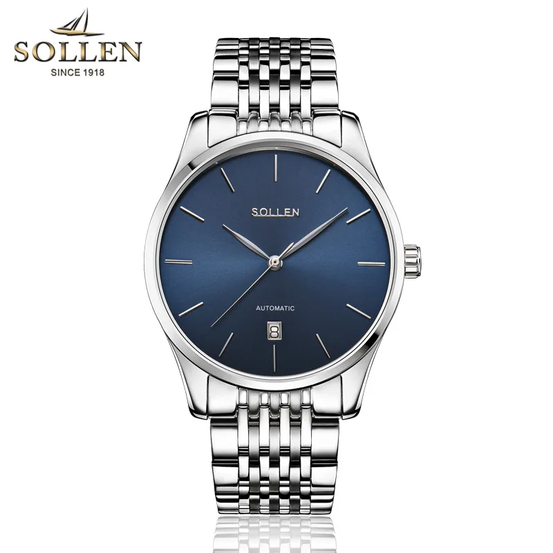

Original SOLLEN Men's Automatic Watch Steel Belt Machine with Calendar Men Watch